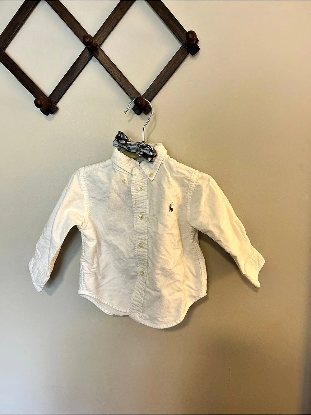 Ralph Lauren Baby 12M White Button Down Shirt with Bow tie